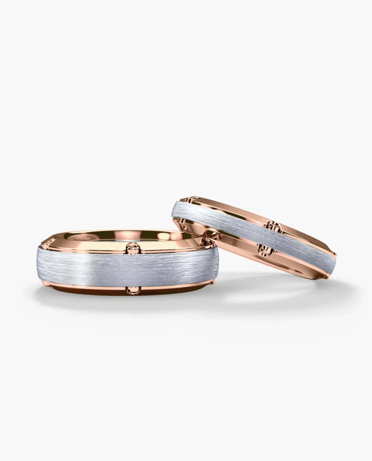 CORTEZ Two-Tone Gold Matching Wedding Band Set
