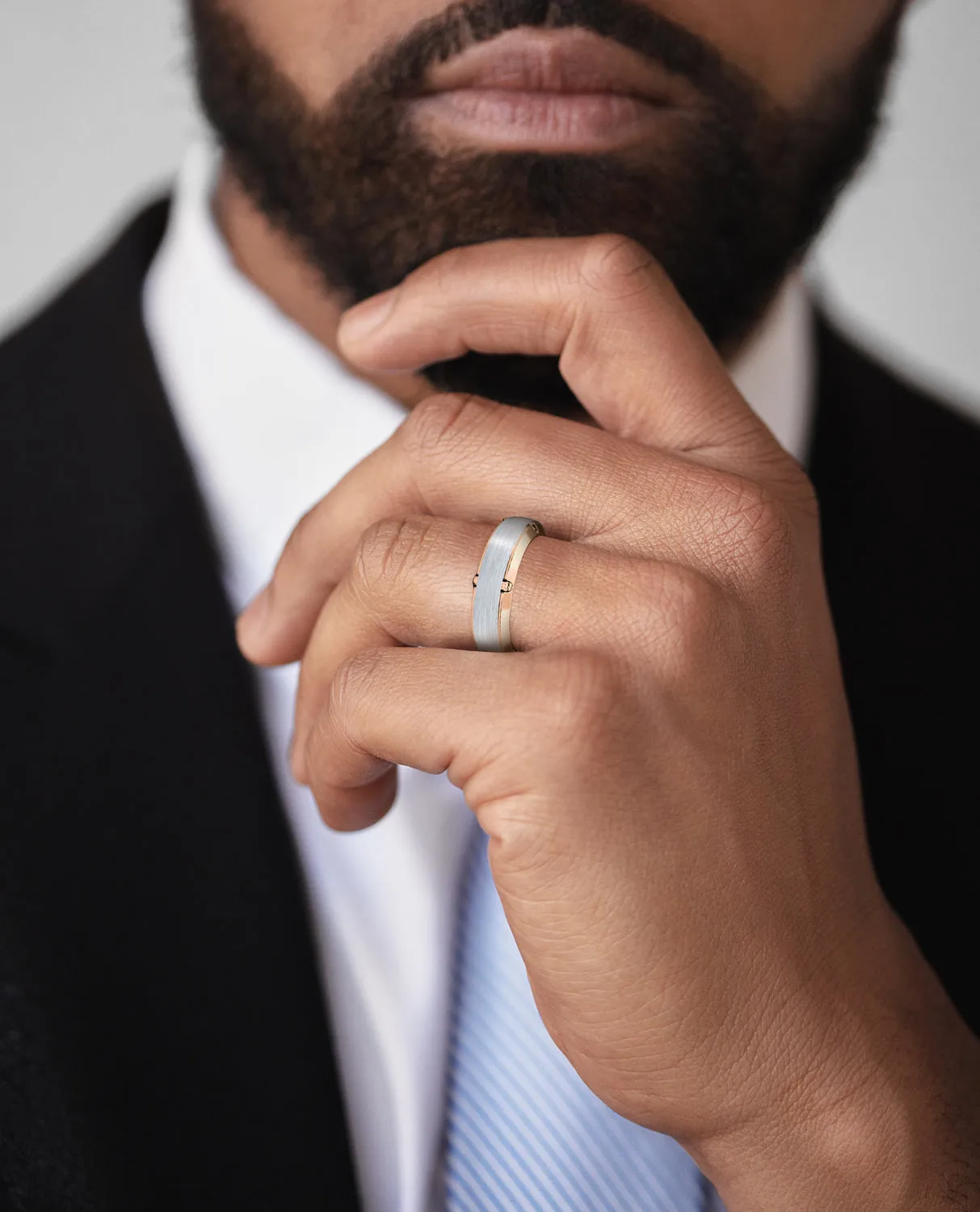 CORTEZ Two-Tone Gold Matching Wedding Band Set