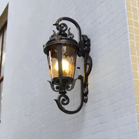 Cottage Style Wall Mount Sconce Lamp with Amber Glass Shade