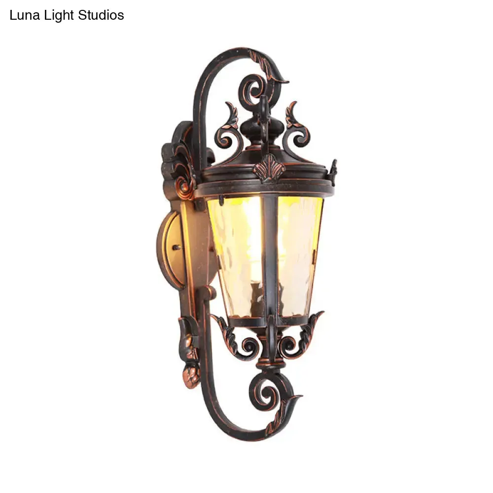 Cottage Style Wall Mount Sconce Lamp with Amber Glass Shade