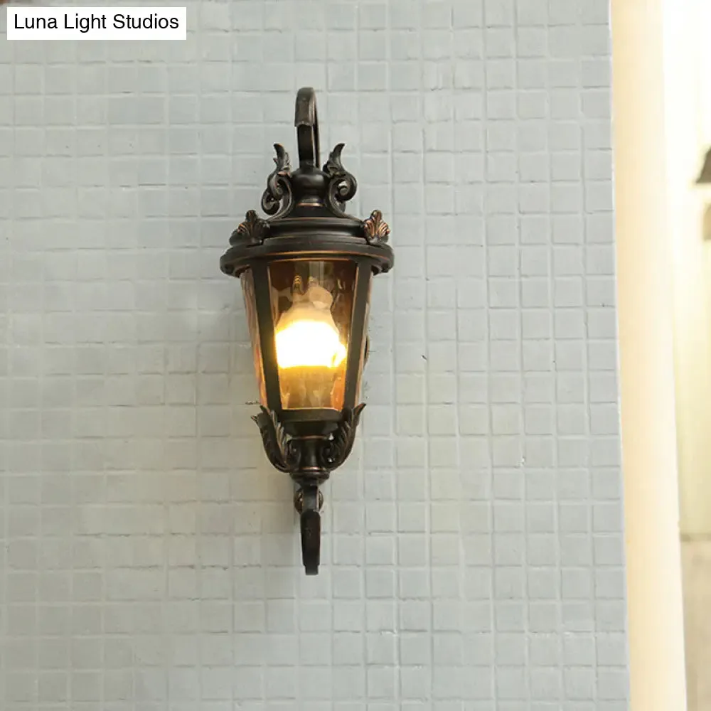 Cottage Style Wall Mount Sconce Lamp with Amber Glass Shade