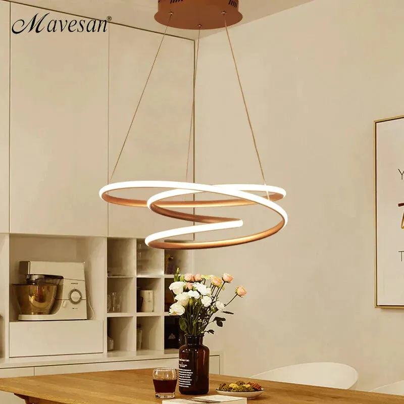 Creative LED Pendant Lights Dinning Room Modern Hanging Lamps Living Room Restaurant Bar Aluminum Luminaria RC Dimming