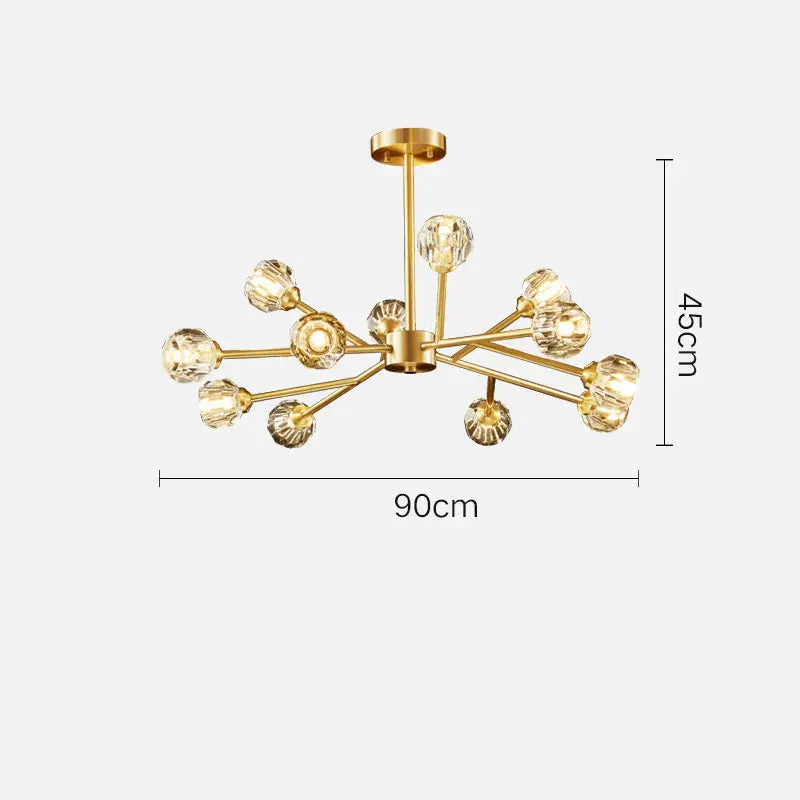 Crystal Chandelier All Copper Creative LED Lamp