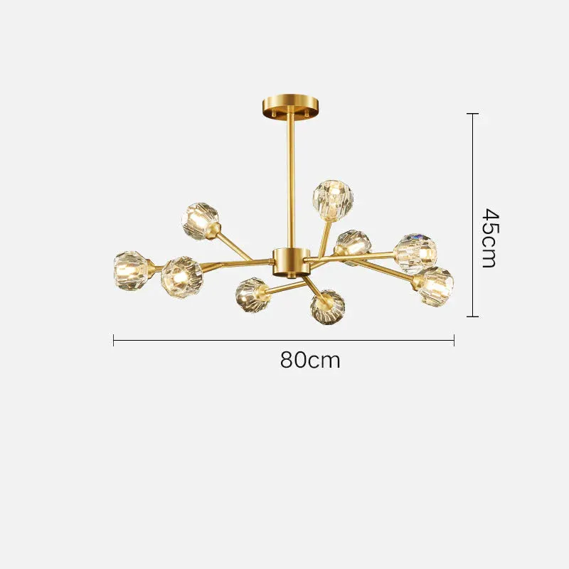 Crystal Chandelier All Copper Creative LED Lamp