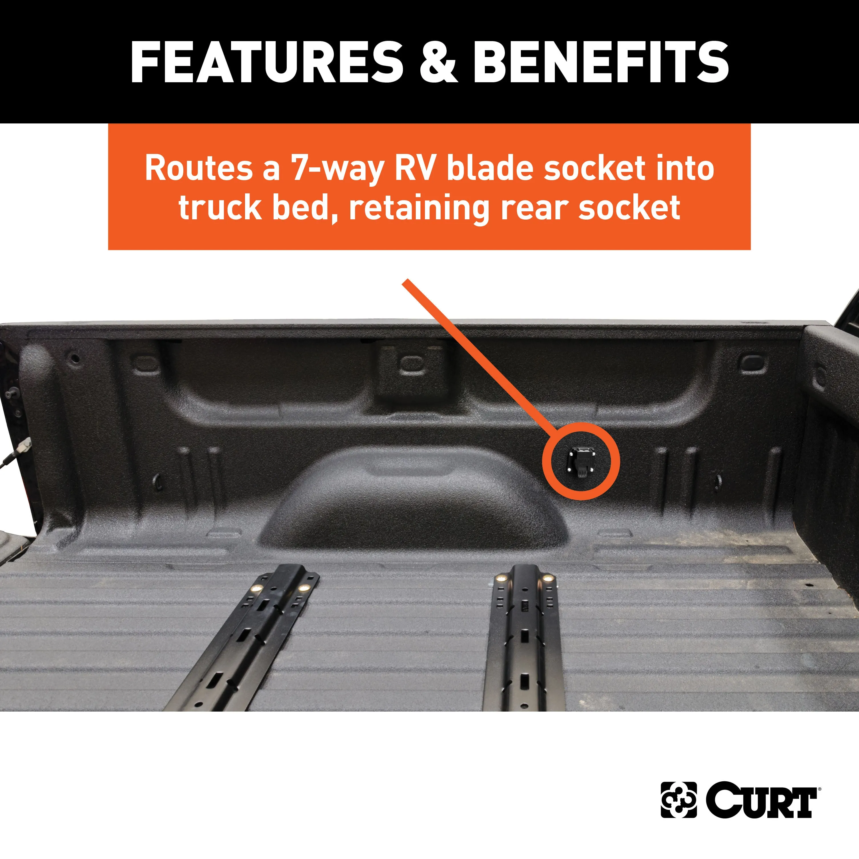 CURT 56000 10ft. Custom Wiring Extension Harness (Adds 7-Way RV Blade to Truck Bed)