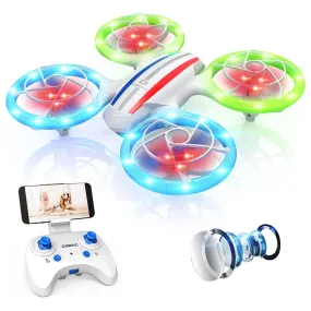 D23 DEERC Drones for Kids Beginners, LED RC Mini Drone with Altitude Hold, Headless Mode, Quadcopter with 720P HD FPV WiFi Camera, Propeller Full Protect, Easy to use Kids Gifts Toys for Boys, Girls