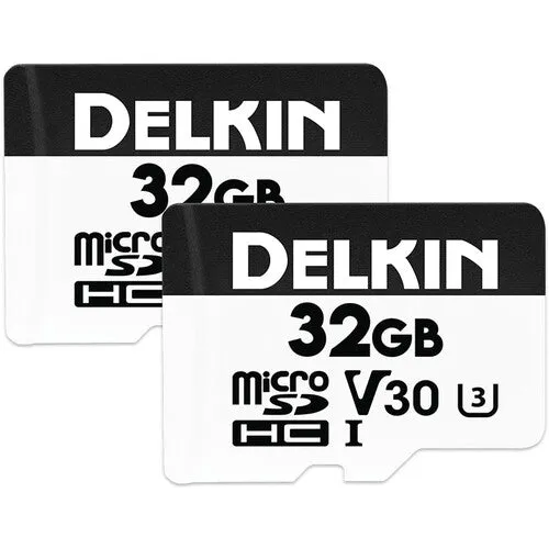Delkin Devices Hyperspeed UHS-I (U3/V30) 32GB microSD Memory Cards (2PK)