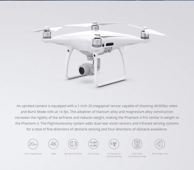 DJI phantom 4 pro (All new DJI Phantom camera with 1-inch 20MP Exmor R CMOS sensor, longer flight time and smarter features)