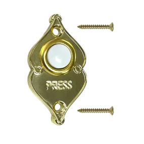 Doorbell Push Button Gold Finish LED Lighted Heavy Duty Metal Wired Button Wall Mounted Doorbell Home Front Door Garage Office Press Button Replace Old Doorbell Push Button Easily (Gold Finish 1 PK)