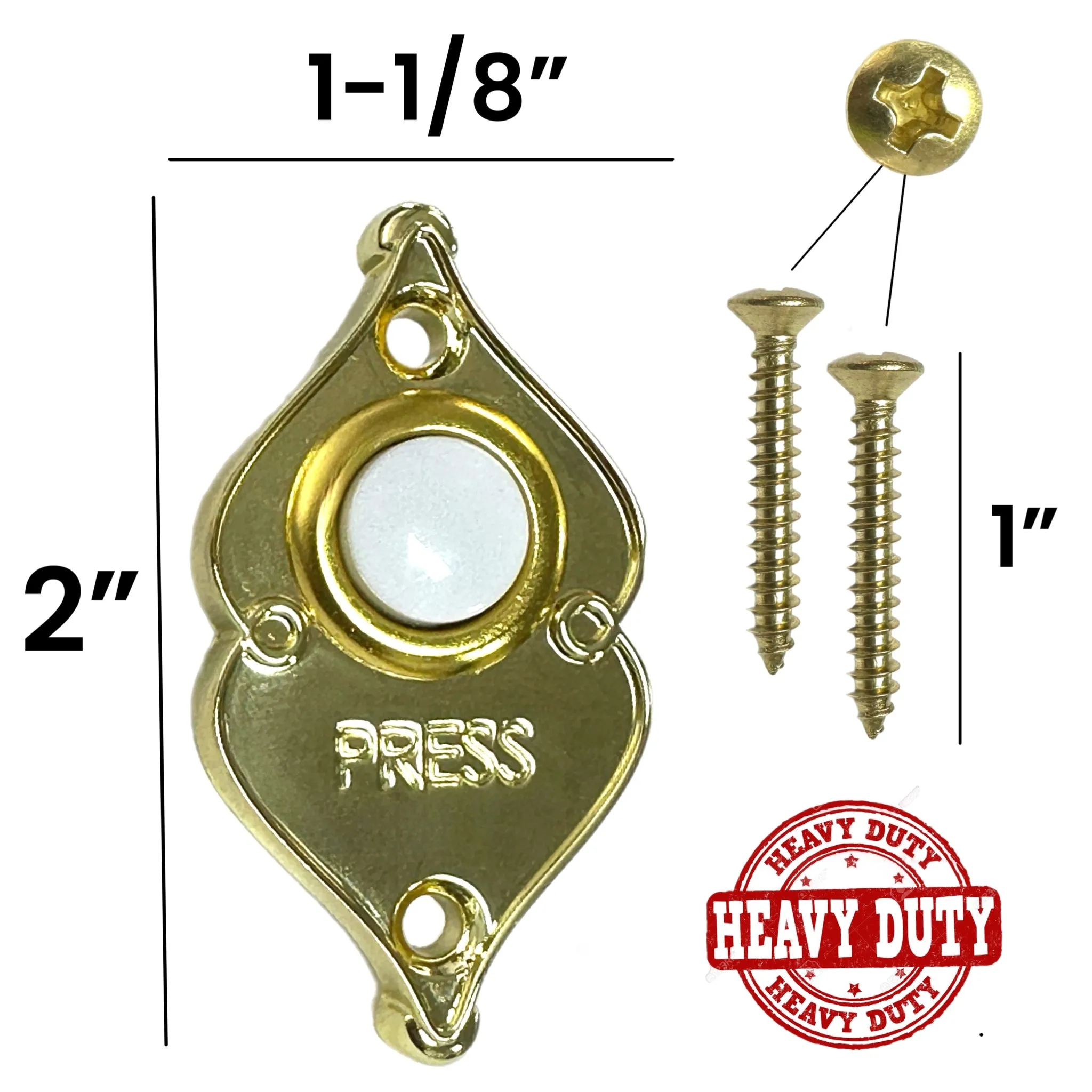 Doorbell Push Button Gold Finish LED Lighted Heavy Duty Metal Wired Button Wall Mounted Doorbell Home Front Door Garage Office Press Button Replace Old Doorbell Push Button Easily (Gold Finish 3 PK)