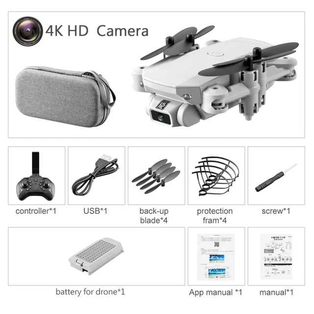 Drone 4k HD Wide Angle Camera 0.3MP/5.0MP/4K HD Cameras Mini Drone LS-MIN Dron Camera Quadcopter Height Keep Drones Toys   Gifts