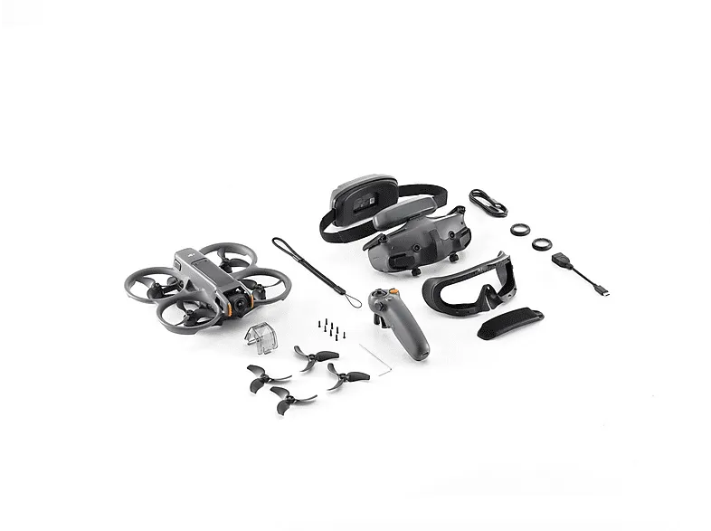 Drone - DJI Avata 2 Fly More Combo (1 Batería), Vídeo 4K, 12 MP, Autonomía hasta 23 min, Velocidad 16 m/s, DJI Googles 3, DJI RC Motion 3, Gris