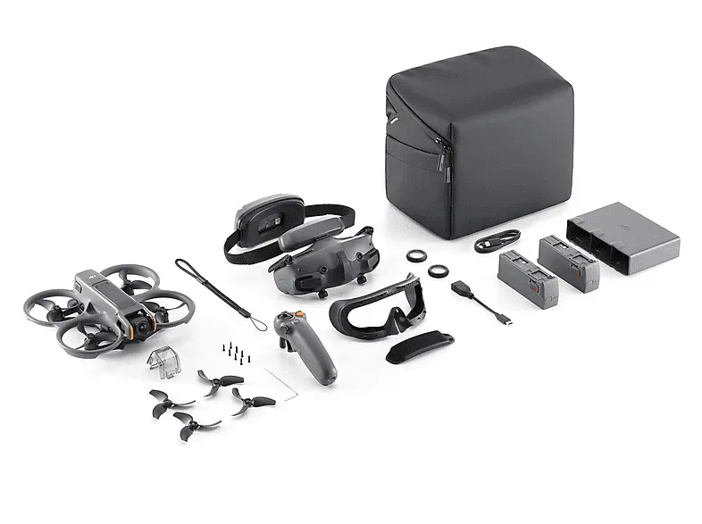 Drone - DJI Avata 2 Fly More Combo (3 Baterías), Vídeo 4K, 12 MP, Autonomía hasta 23 min, Velocidad 16 m/s, DJI Googles 3, DJI RC Motion 3, Gris