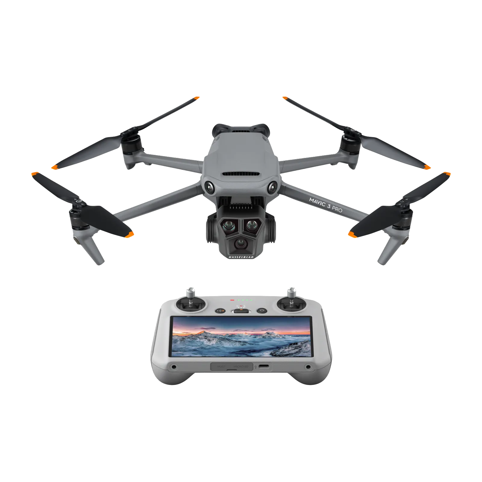 Drone - DJI Mavic 3 Pro, Con mando RC, Triplecámara, 43 min de vuelo, Hasta 15 km, 4K HDR, Gris