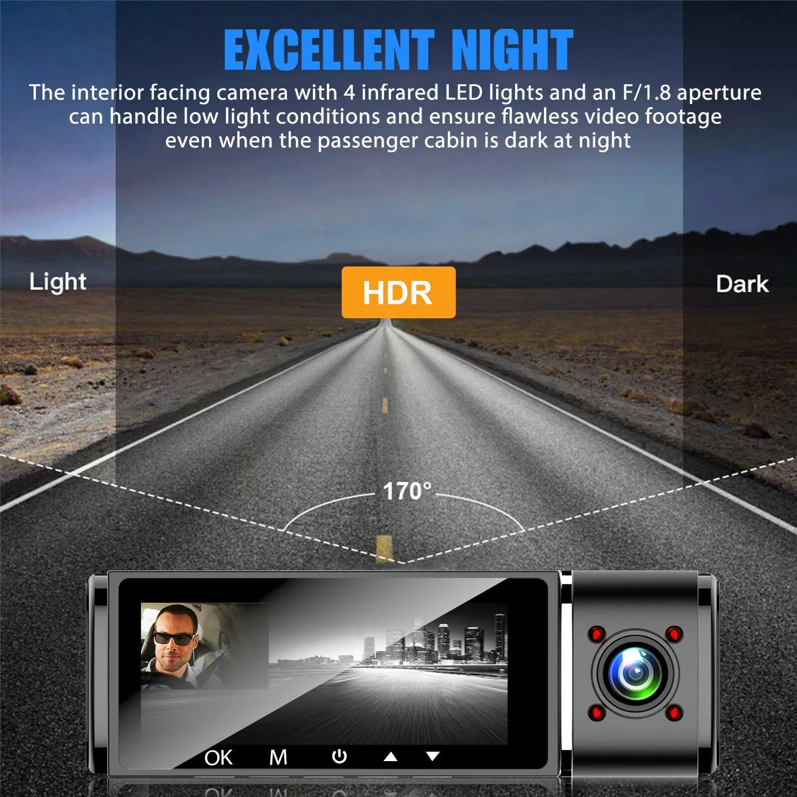 Dual Cameras Car Driving Recorder S1 Rotatable Lens Starlight