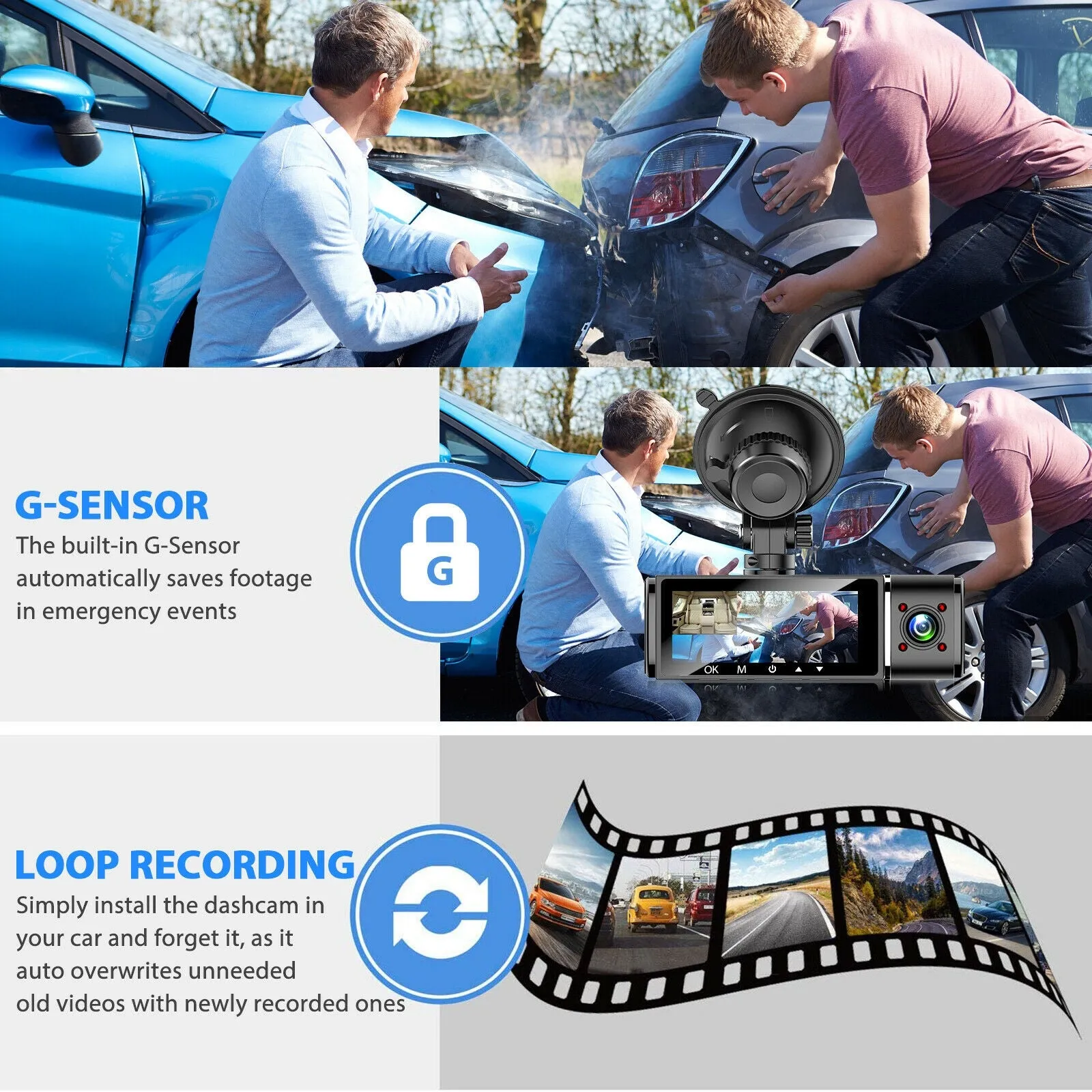 Dual Cameras Car Driving Recorder S1 Rotatable Lens Starlight