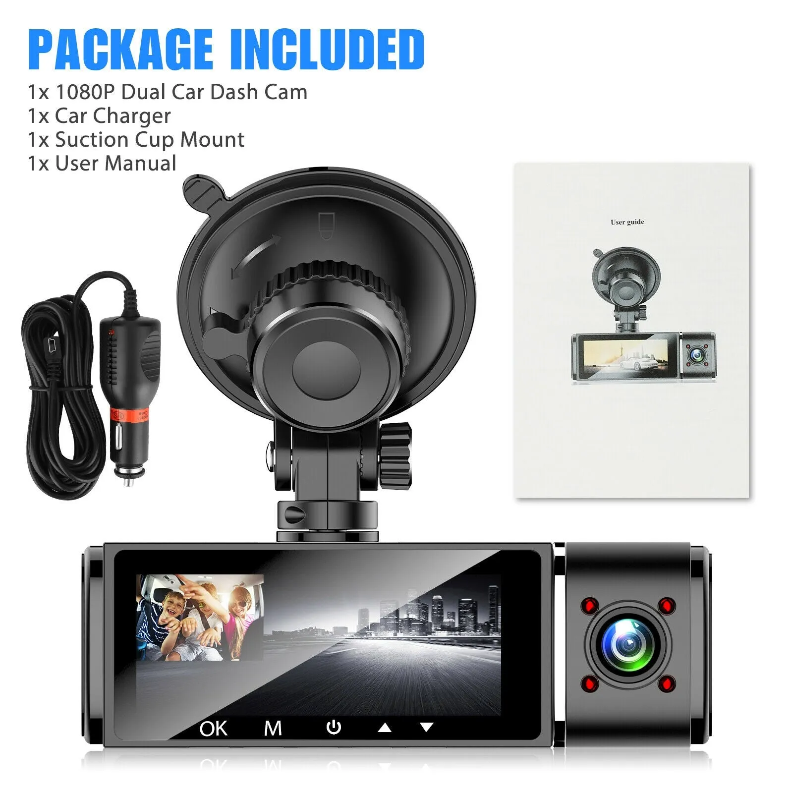 Dual Cameras Car Driving Recorder S1 Rotatable Lens Starlight