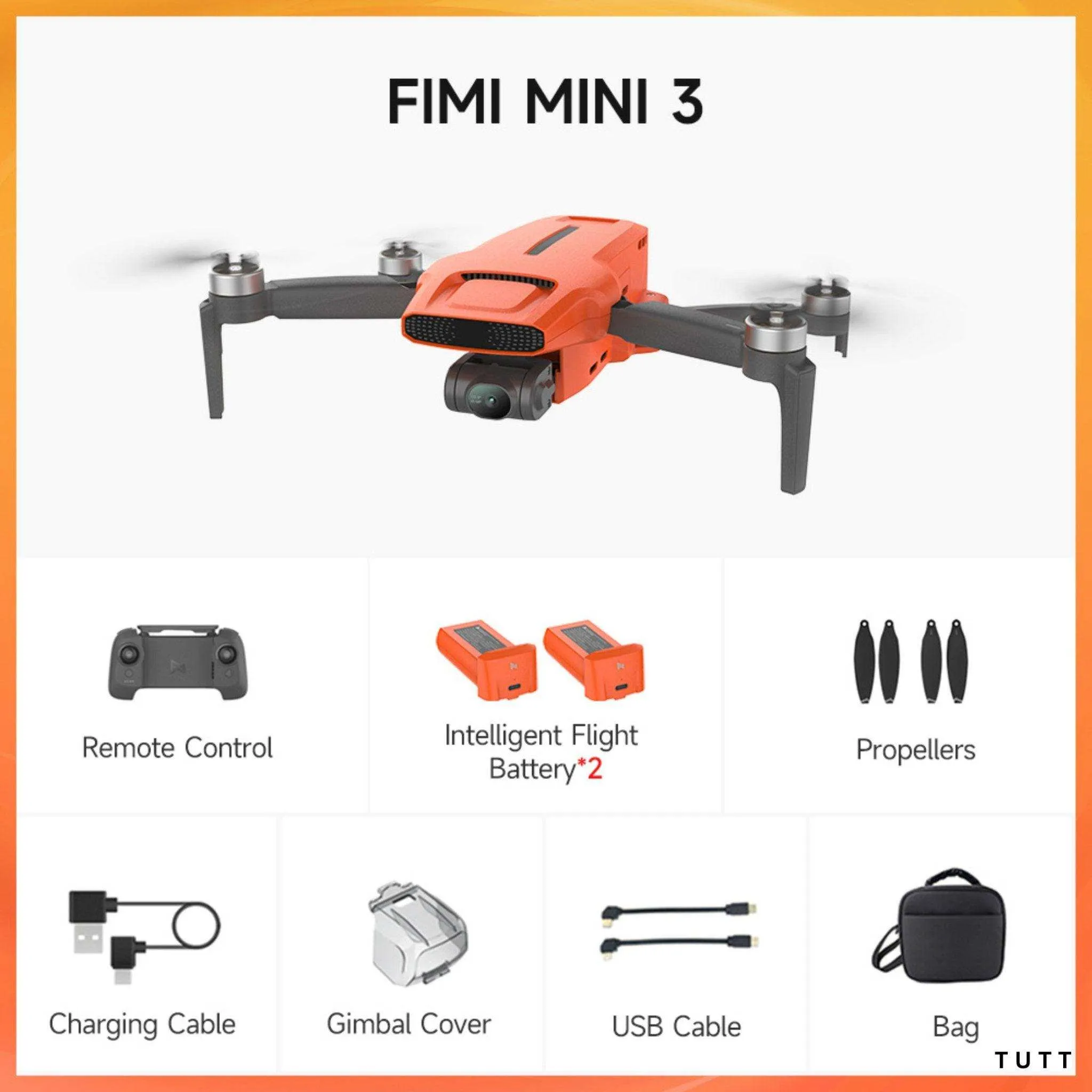 FIMI X8 MINI 3 Professional GPS Mini Drone | 9KM FPV With 4K 48MP 60fps 1/2″ CMOS Camera 3-axis Mechanical Gimbal 32mins | Under 250g | Two Batteries 128GB SanDisk Pro | TUTT