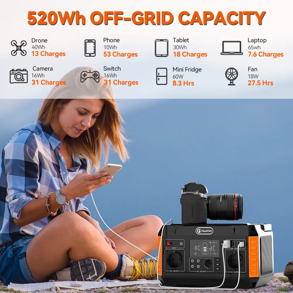 Flashfish P60 Portable Power Station | 560W 520Wh