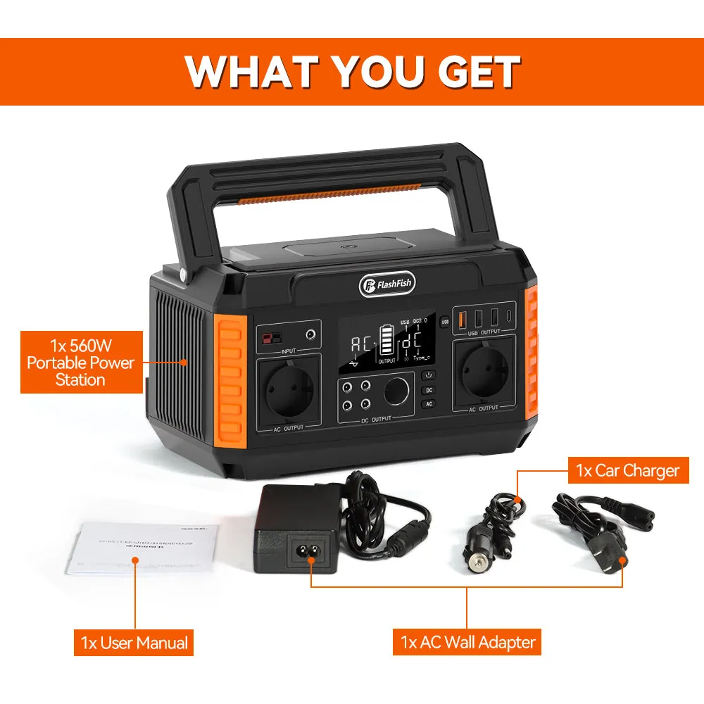 Flashfish P60 Portable Power Station | 560W 520Wh
