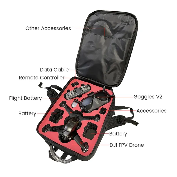 For DJI FPV Drone Shoulder Bag Waterproof Wear-resistant Oxford Fabric Storage Bag(Black)