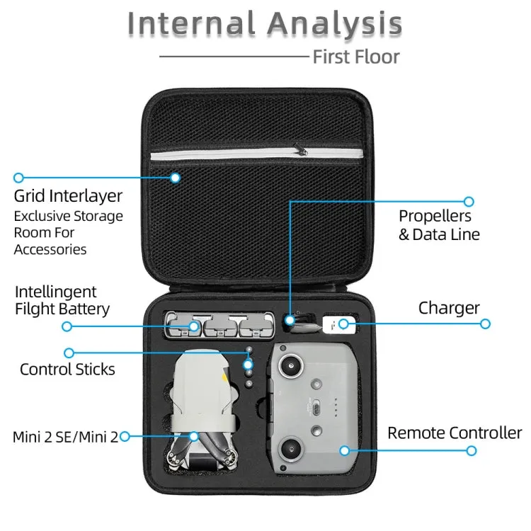 For DJI Mini 2 SE Square Shockproof Hard Case Carrying Storage Bag, Size: 28 x 23 x 10cm