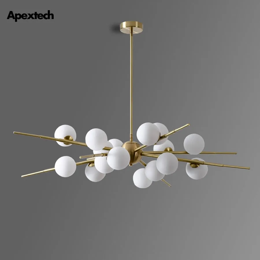 Glass Ball LED Chandelier Modern Luxury Living Dining Room Hanging Lights Indoor Ceiling Mounted Luminaire Pendant Lamp
