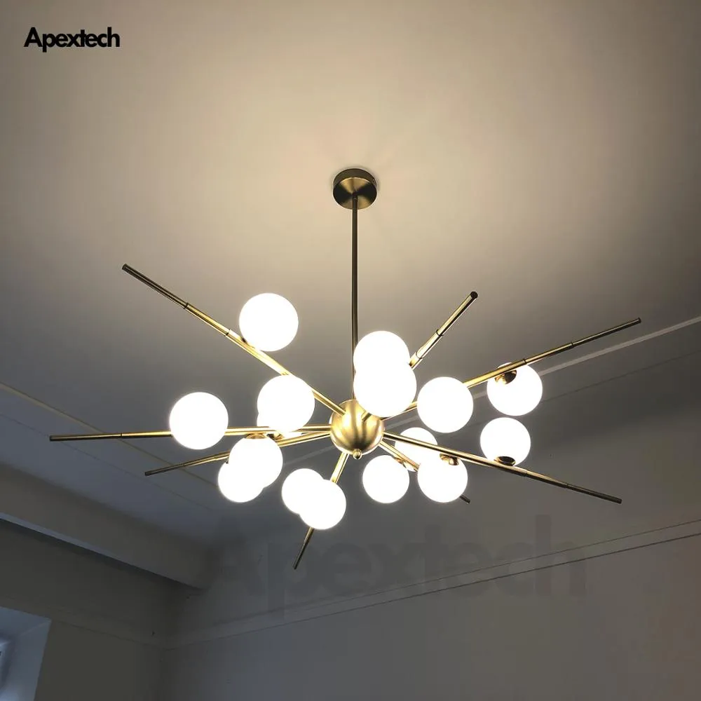 Glass Ball LED Chandelier Modern Luxury Living Dining Room Hanging Lights Indoor Ceiling Mounted Luminaire Pendant Lamp