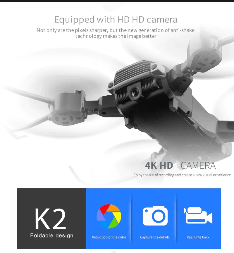 High Quality Foldable Drone Dual 4k & 1080p Hd Camera Quad Copter