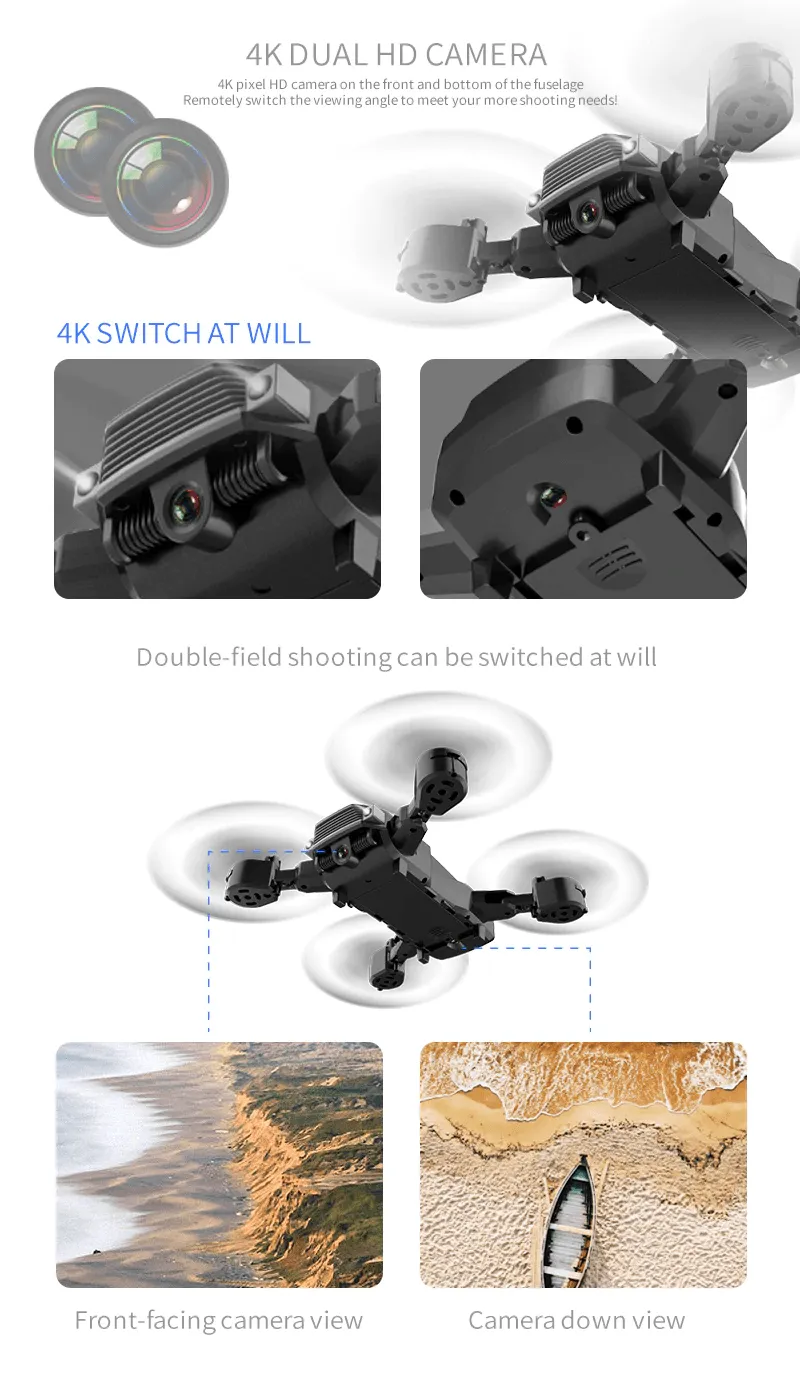 High Quality Foldable Drone Dual 4k & 1080p Hd Camera Quad Copter