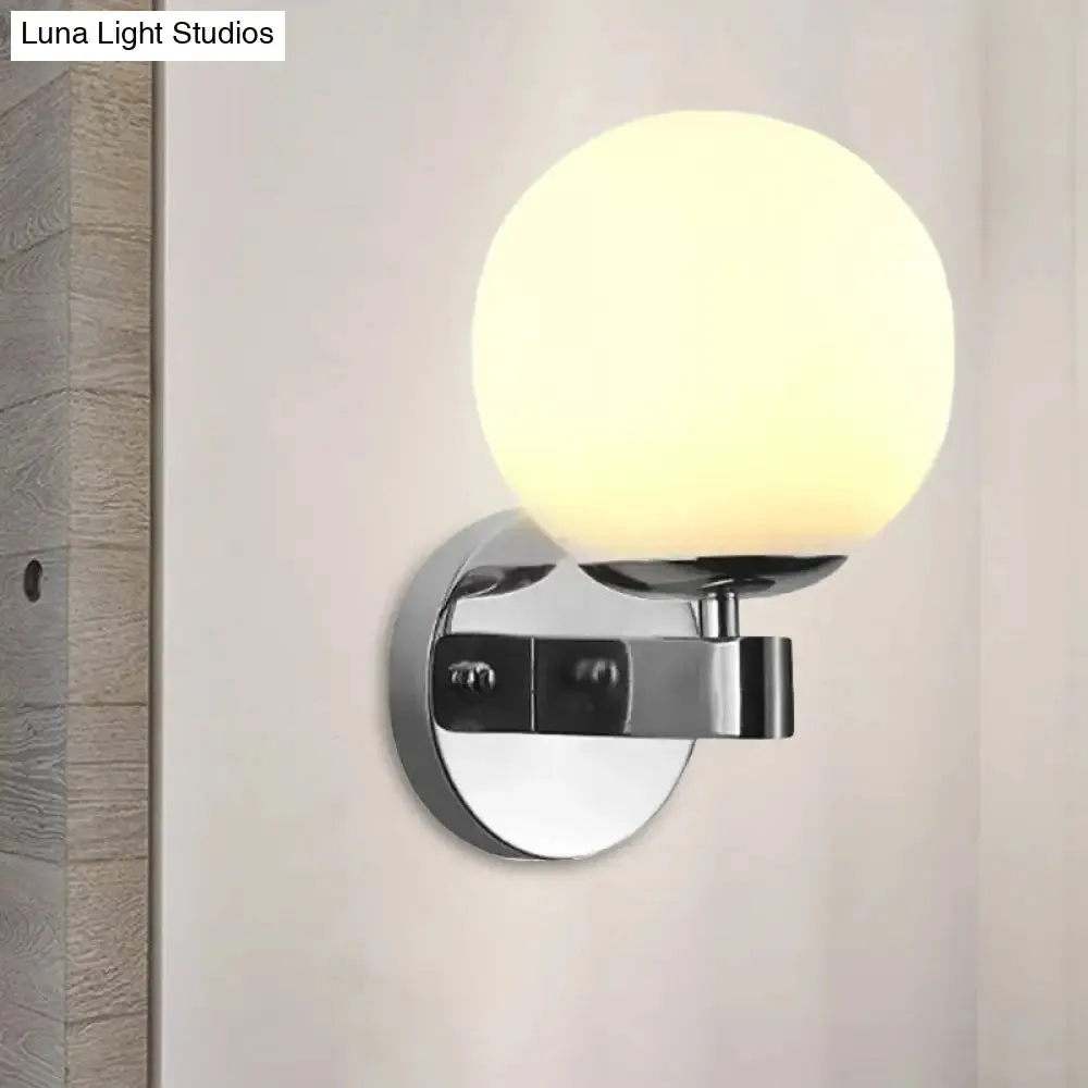 Industrial Wall Sconce with Opal Glass and 1 Light - Chrome/Gold Finish for Bedroom Lighting