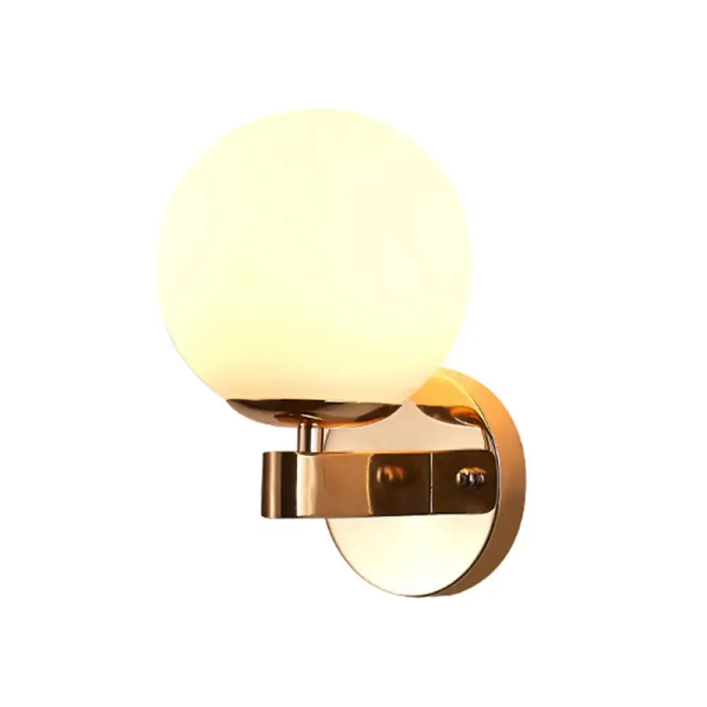 Industrial Wall Sconce with Opal Glass and 1 Light - Chrome/Gold Finish for Bedroom Lighting