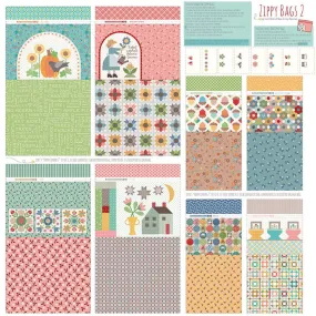 KIT, Calico Zippy Bags Panel & Happy Zippers 2 by Lori Holt