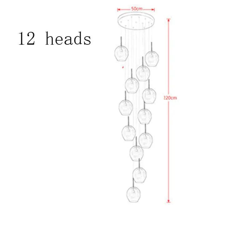LED Duplex Staircase Chandelier Villa Hotel Revolving Living Room Modern Simple Creative Loft Small Apartment Lamp