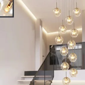LED Duplex Staircase Chandelier Villa Hotel Revolving Living Room Modern Simple Creative Loft Small Apartment Lamp
