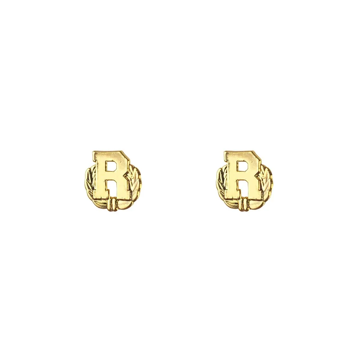 Letter R Attachment with Wreath for Ribbon and Full Size Medal 5/16" - gold