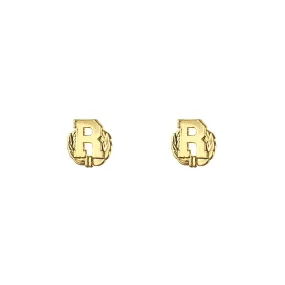 Letter R Attachment with Wreath for Ribbon and Full Size Medal 5/16" - gold