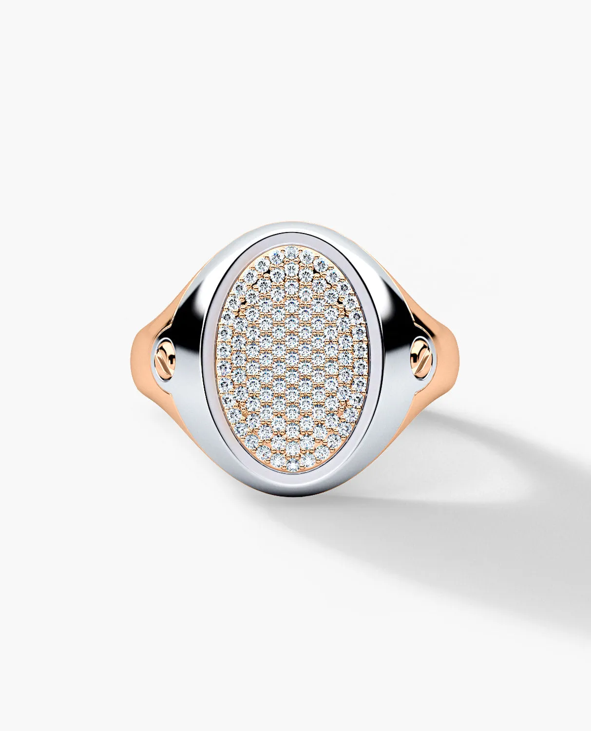 LODESTAR Two-Tone Gold Signet Ring with 0.55ct Pave Diamonds