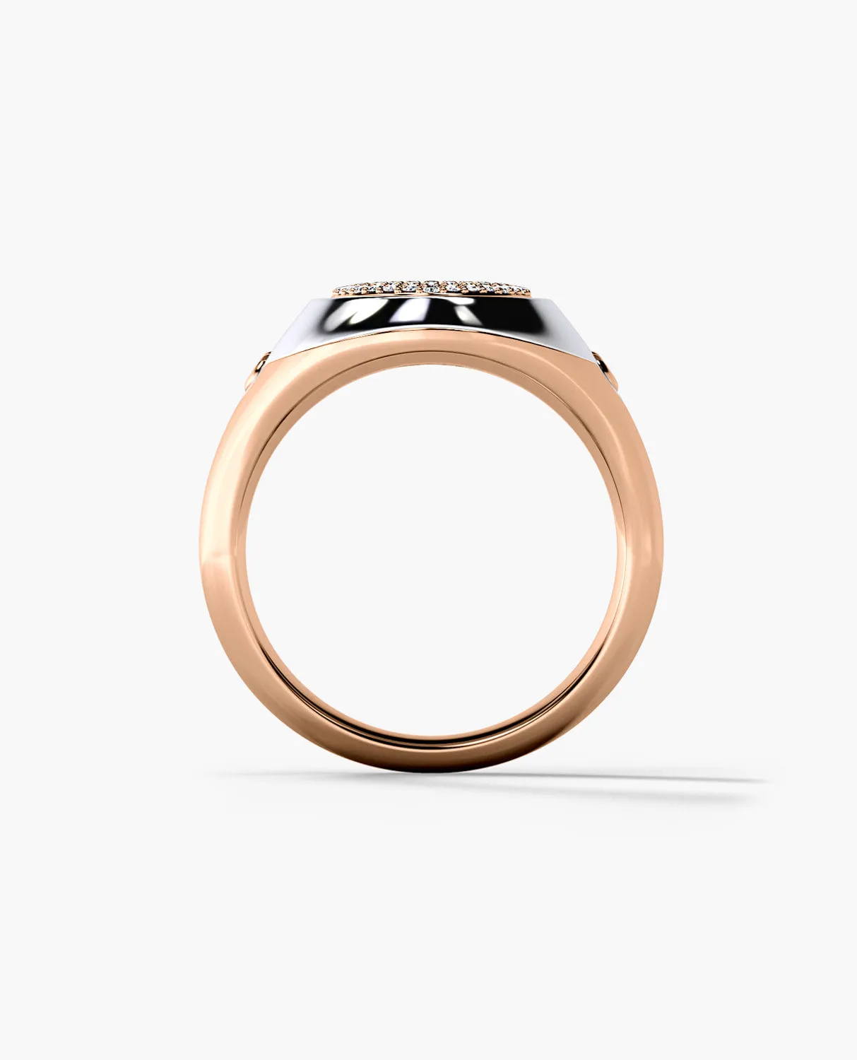 LODESTAR Two-Tone Gold Signet Ring with 0.55ct Pave Diamonds