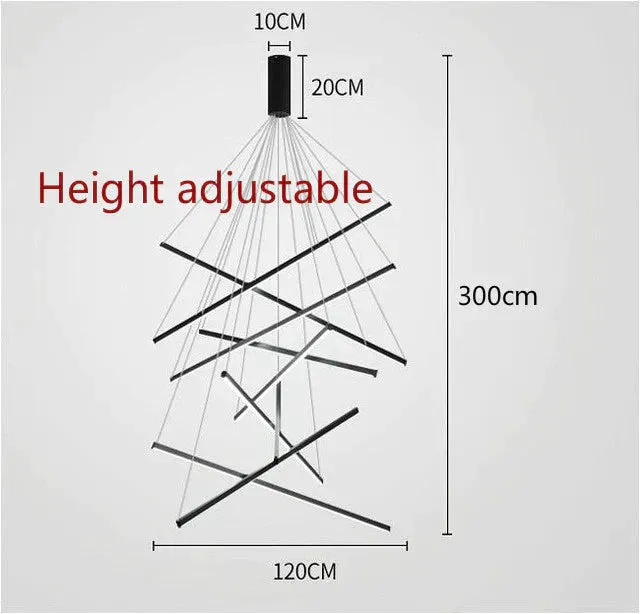 Modern Black Stair Chandelier simple modern duplex building high-rise empty living Dining room hall Bedroom long LED line lamp