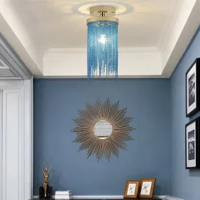 Modern Ceiling Light For Bar Ceiling Lamp Dining Room Simple Silver Golden Blue Green Waterfall Lamps Vintage Metal Lights Foyer
