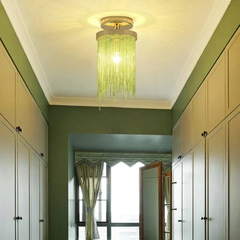 Modern Ceiling Light For Bar Ceiling Lamp Dining Room Simple Silver Golden Blue Green Waterfall Lamps Vintage Metal Lights Foyer