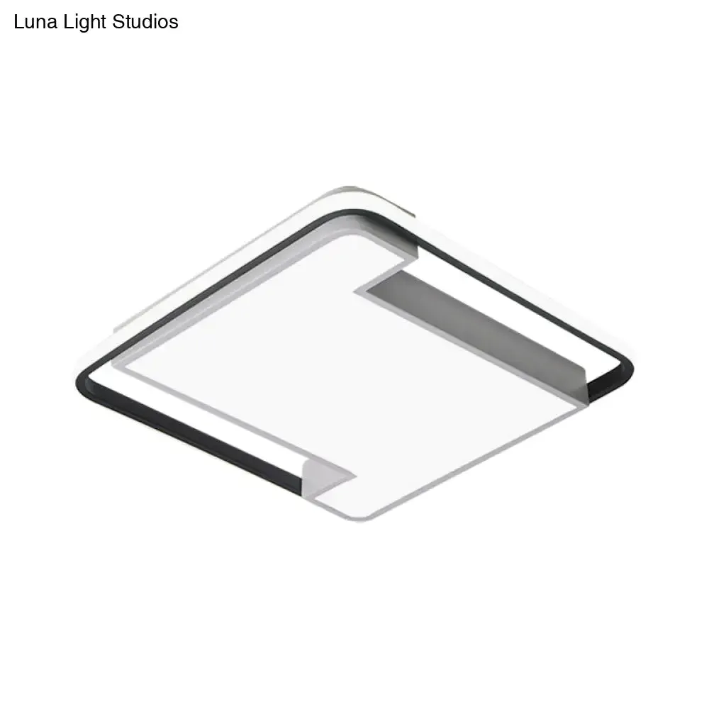 Modern Geometry LED Flush Fixture - 18"/22" Width - Black/White Acrylic - Bedroom Lighting
