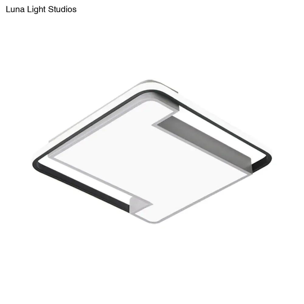 Modern Geometry LED Flush Fixture - 18"/22" Width - Black/White Acrylic - Bedroom Lighting