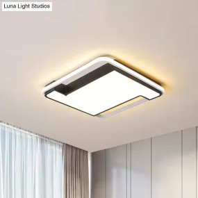 Modern Geometry LED Flush Fixture - 18"/22" Width - Black/White Acrylic - Bedroom Lighting