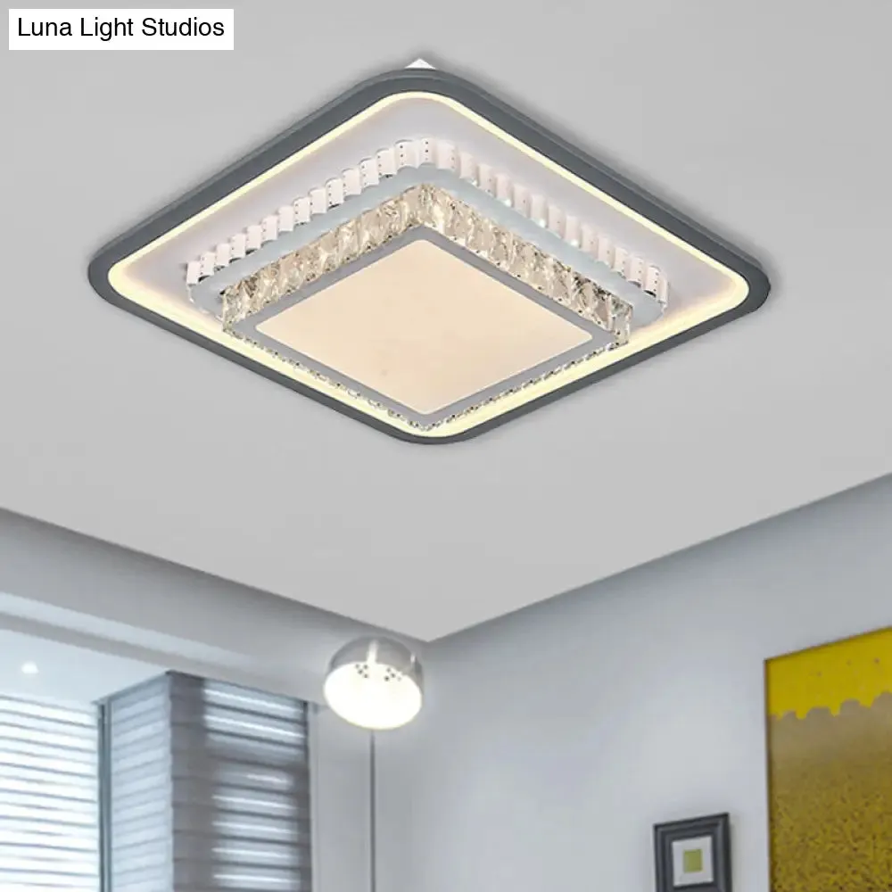 Modern LED Crystal Ceiling Light Fixture - Square/Rectangle Design (Black/White)