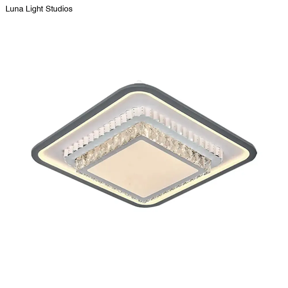 Modern LED Crystal Ceiling Light Fixture - Square/Rectangle Design (Black/White)