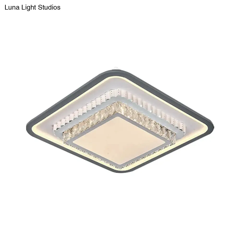 Modern LED Crystal Ceiling Light Fixture - Square/Rectangle Design (Black/White)