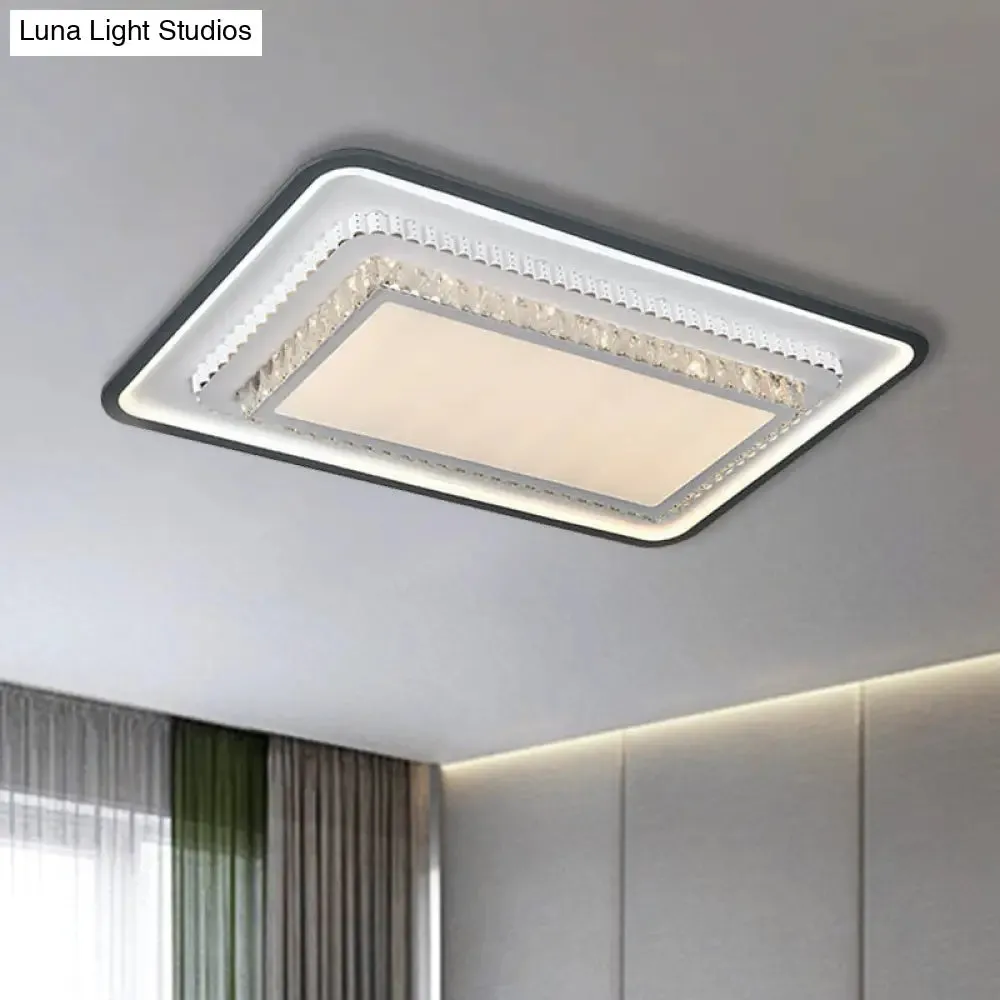 Modern LED Crystal Ceiling Light Fixture - Square/Rectangle Design (Black/White)