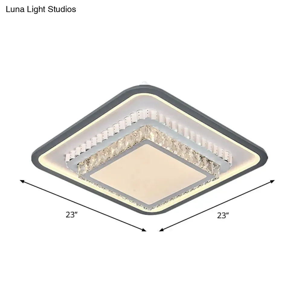 Modern LED Crystal Ceiling Light Fixture - Square/Rectangle Design (Black/White)